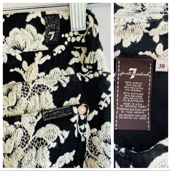 ❌sold❌ 7 For All Mankind Black Rose Jacquard Jean - Picture 7 of 8
